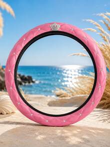 1PC Sparkling Rhinestone PU Leather Soft Comfortable Car Steering Wheel Cover Without Inner Ring - A - View 7