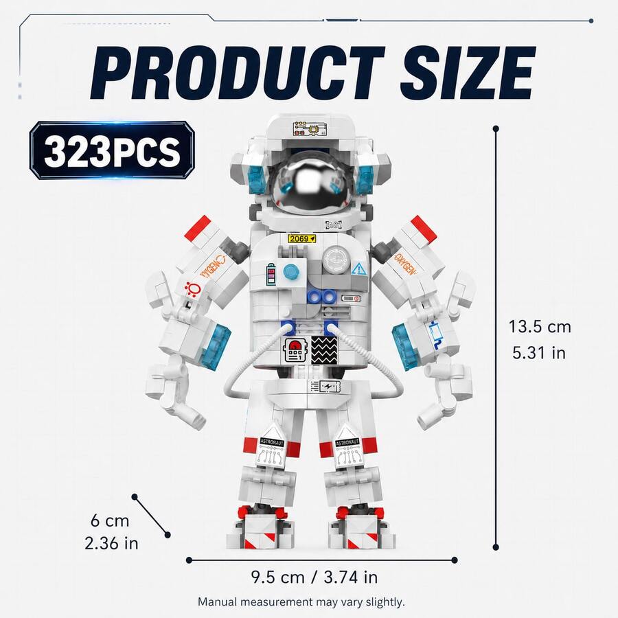 323PCS Astronaut Building Block Model, Space Explorer Brick Figure With Movable Joints, Space-Themed Adult Collectible Construction Set, Desktop Display Decor - Space Building Blocks - View 1