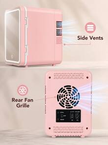 SOKANY 4L Portable Dual-Use Skincare Mini Fridge With Dimmable LED Makeup Mirror, Hot And Cold Functions, Suitable For Storing Cosmetics, Snacks And Beverages, Ideal For Bedroom, Office And Car - Pink - View 5