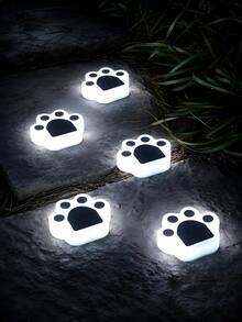 4pcs Paw Print Solar Ground Lights, IP44 Waterproof Outdoor Solar Pathway Lights, Warm White/Cool White/RGB 3 Modes LED Embedded Disk Lights, Auto On/Off Wireless Pet Garden Decor Lights, Suitable For Yard, Lawn, Patio, Walkway, Landscape - Bear Claw Lamp - View 2