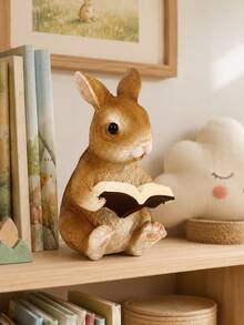 1pc Garden Grocery Store Yard Decor, Resin Rabbit Figurine, Creative Small Animal Zoo Art Decoration, Room Decor, Back To School, Home Decor - Multicolor - View 4