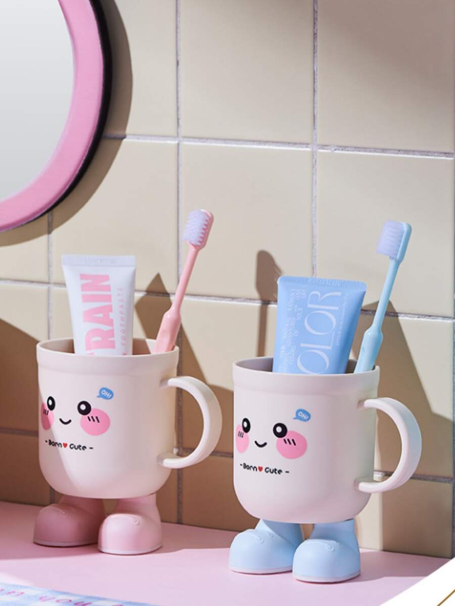 1pc Household Toothbrush Cup, Student Dormitory Mouthwash Cup, Couple Toothbrush Holder - Multiple Styles and Colors - View 1