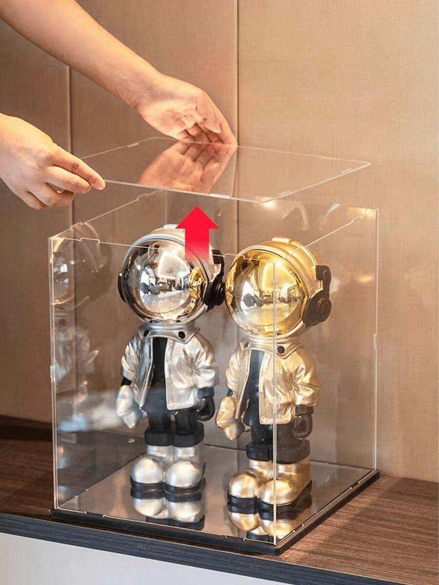 透明壓克力收藏品與動作公仔展示盒，防塵展示盒配黑色底座（多種尺寸），玩具收納盒整理箱，居家裝飾、桌面配件與房間裝飾，送給男性的理想禮物