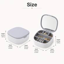 1pc Portable Mini Jewelry Storage Box With Mirror, Multi-Compartment Travel Organizer For Rings, Earrings And Necklaces - Multicolor - View 4
