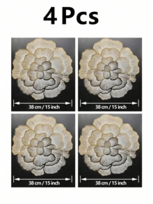 1/4/6/8/12pcs Gold Creative Flower PVC Placemats, Washable, Easy To Clean, Wipeable, Non-Slip, Holiday Wedding Festival Table Mat, Valentine's Day Room Decor Home Supplies - Gold - View 10