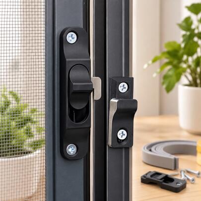 Aluminum Alloy Sliding Screen Window Hook Lock, Steel Mesh Sliding Door Window Security Lock Latch, Anti-Opening Window Hook Lock