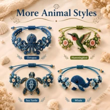 Manovix Adult DIY Animal Beaded Bracelet Making Kit, Whale, Octopus Or Hummingbird Pattern Optional, Handmade Jewelry Making Set - A - View 1