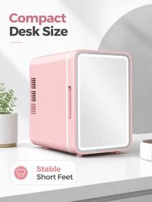 SOKANY 4L Portable Dual-Use Skincare Mini Fridge With Dimmable LED Makeup Mirror, Hot And Cold Functions, Suitable For Storing Cosmetics, Snacks And Beverages, Ideal For Bedroom, Office And Car - Pink - View 4