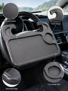 Car Steering Wheel Tray, 1pc 2-In-1 Steering Wheel Desk , Portable ABS Car Food Tray Table With Cup Holder & Pen Slot, Car Laptop Desk For Writing Work, Universal For Most Cars SUVs Trucks, Multipurpose Travel Car Accessories,Car Storage,Car Tray - A - View 6