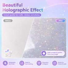 40 Sheets Holographic Star Pattern Sticker, Transparent Holographic Vinyl Laminate Film, 8.3*11.7inch Clear Overlay Laminate Sticker Self-Adhesive Waterproof, No Machine Needed - Star-shaped - View 6