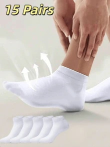 5/10/15/20 Pairs Solid Color Low-Cut Breathable Minimalist Women's Socks, Travel & Vacation Essential Personalized Thin Short Socks - White - View 5