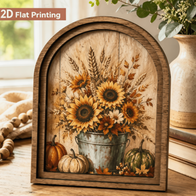 1pc Vintage Autumn Sunflower Pumpkin Arched Wooden Desktop Decor Sign, Wheat Maple Leaf Farmhouse Style Fireplace Mantel Desk Decoration, Vintage Harvest Thanksgiving Autumn Country Rustic Indoor Window Display Seasonal Home Decor Wall Sign