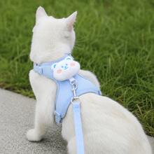 1pc Pet Cat And Puppy Harness Leash Set, Suitable For Kitten And Puppy Leash, Outdoor Cat And Puppy Leash, Comfortable And Breathable (Pink Rabbit & Blue Panda) - Multicolor - View 7