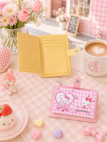 SANRIO 1pc Hello Kitty Character Small Wallet For Women Girls, Cute Compact Mini Bifold Card Holder With Zipper Coin Pocket, Snap Closure And Keychain Ring - Multicolor - View 3