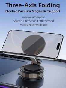 Multifunctional 360° 3-Axis Foldable MagSafe Car Phone Mount - Vacuum Magnetic Base, Supports Navigation, Compatible With All MagSafe Devices, Zinc Alloy Material, Multi-Angle Adjustment, Compact Foldable Design, No Damage To Car Interior - Multicolor - View 4