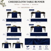 10 Pack Navy Blue Cheesecloth Table Runner, Boho Rustic Gauze Table Runner, Semi Sheer Cheese Cloth Table Decor For Wedding, Bridal Shower, Baby Shower, Birthday Party, Reception, Banquet, Farmhouse Dining Table, Table Centerpiece And Home Decor - Navy Blue - View 3