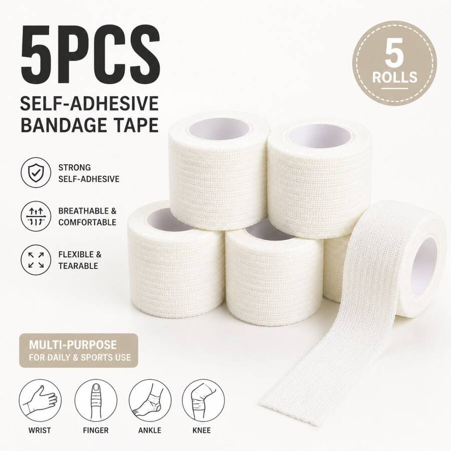 10pcs Self Adhesive Elastic Bandage Wrap, Stretch Cohesive Tape, Non-Slip Sports Wrap For Wrist, Ankle, Finger & Daily Use - Multicolor - View 1
