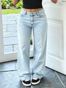 Teenager American Vintage Classic Light Blue Washed Denim Jeans - Baby Blue - View 1