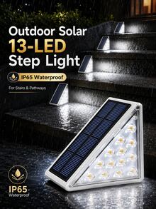 2/6PCS Solar Step Lights, 13LED IP65 Waterproof Outdoor Stair Lamps, Triangular Solar Wall Lights With Landscape Ambient Lighting, Auto Sensor Decorative Lamps For Courtyard, Villa, Balcony, Garden, Steps, Pathway, Street & Outdoor Decor - Multicolor - View 1