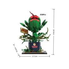 838Pcs Man‑Eating Flower Decor Building Blocks Set, Bag‑Packed 3D Eternal Flower Toy. Includes Man‑Eating Flower, Tropical Bird Of Paradise & Bird‑Shaped Flower. For Flower Lovers, Build Patience & Imagination, Desktop Ornament, Unique Couple Gift > - Multicolor(Bag) - View 12