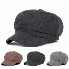 1pc Men's Herringbone Octagonal Hat, Plaid Beret Hat, Street Style, Versatile, Suitable For Autumn/Winter Outdoor, Business And Party, Warm,Summer,Beach,Holiday - Multicolor - View 10
