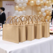 Jute Tote Bag 10pcs Set, Reusable Blank Grocery Bag For Wedding DIY Craft - Brown - View 6