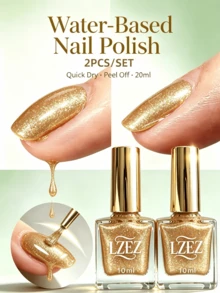 LZEZ Water‑Based Bright Top Coat 2‑Pack Total 20ml, Gloss Shine Nail Finish, Long‑Lasting Nail Surface Protection - Gold - View 7