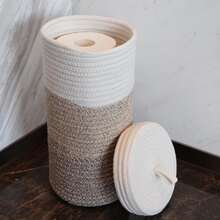 Boho-Style Decorative Toilet Paper Holder; A Hand-Woven Basket That Stores Large Rolls Of Toilet Paper (Holds Up To 3 Rolls)-A Freestanding Storage Rack For Bathroom Vanities. - Multicolor - View 6