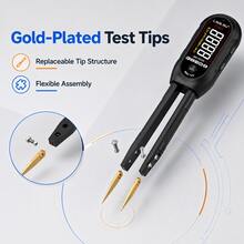 Digital Tweezer Tester, Automatic Resistor Capacitor Diode And Inductor Tester With Data Hold, Large LCD Display, Type-C Rechargeable, Gold-Plated Test Tips For SMD Components, Circuit Board Testing And Electronics Repair - Black - View 4