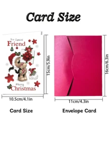 [Christmas Card]Charming Christmas Card With Envelope - Unique Puppy Surprise Design - Suitable For Friends, Family And Colleagues - Ideal Thank You Card And Special Occasion Card - Sets - View 2