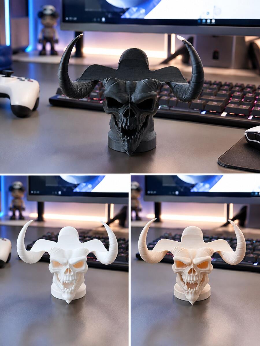 Game Controller Stand, Skull Controller Base, Horned Demon Gamepad Display Rack, Gothic Style Game Desktop Storage, Desktop Controller Storage Rack, Video Game Accessories, Gamer Room Decor, Halloween Desktop Decoration, Game Equipment Decor, Gamer Gift