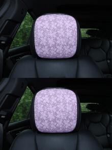 Floral Embossed Car Headrest Cover, Universal Car Seat Headrest Protector, Decorative Car Interior Accessory Suitable For Most Cars - Lily - View 17