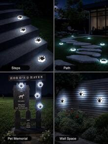 4pcs Paw Print Solar Ground Lights, IP44 Waterproof Outdoor Solar Pathway Lights, Warm White/Cool White/RGB 3 Modes LED Embedded Disk Lights, Auto On/Off Wireless Pet Garden Decor Lights, Suitable For Yard, Lawn, Patio, Walkway, Landscape - Bear Claw Lamp - View 6