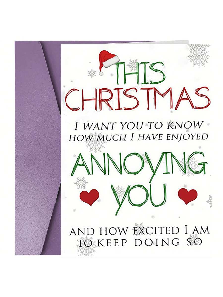 1PC Humorous Christmas Greeting Card For Anyone - Funny Holiday Card For Spouse, Partner, Friend, Or Parent With Envelope, Large Thick Envelopes & Cards - Multicolor - View 1