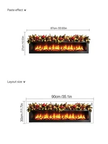 mama look 1pc/2pcs, Multi-Style, Christmas Decoration Wall Sticker Creative Realistic Fireplace, PVC Self-Adhesive Removable, Suitable For Bedroom, Living Room, Kitchen, Dining Room, Entryway Wall Decoration, Beautify Wall And Conceal Imperfections - Multiple Styles - View 9