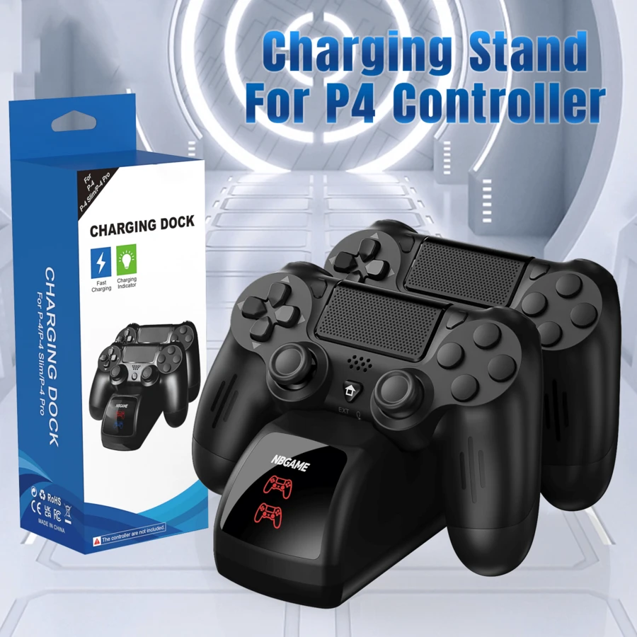 P4 Charging Base, 2H Fast Charging, LED Status Indicator Light, ABS Material, Black, Exclusive Charging Station For Gamers - Black - View 1