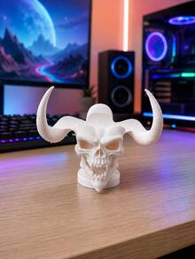 Game Controller Stand, Skull Controller Base, Horned Demon Gamepad Display Rack, Gothic Style Game Desktop Storage, Desktop Controller Storage Rack, Video Game Accessories, Gamer Room Decor, Halloween Desktop Decoration, Game Equipment Decor, Gamer Gift - B - View 14