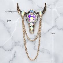 2Pcs Ox Head Brooch Pin Set – Multi-Use Keychain, Button Cover, Collar Clip, Cufflink & Bag Charm, Retro Jewelry Gift - Bull Head - View 12