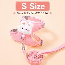 1pc Pet Cat And Puppy Harness Leash Set, Suitable For Kitten And Puppy Leash, Outdoor Cat And Puppy Leash, Comfortable And Breathable (Pink Rabbit & Blue Panda) - Multicolor - View 12