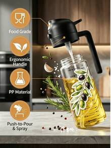 1pc Plastic Olive Oil Spray Bottle, Spray-Pour Dual-Use Multifunctional Oil Dispenser With Beautiful Pattern, Refillable And Compatible With Various Liquids, Lightweight For Home Use, Suitable For Kitchen Cooking, Salad Making, Outdoor BBQ, Baking, Kitchen Gadget, Cooking Supplies, BBQ Utensil Accessory - Multicolor - View 9