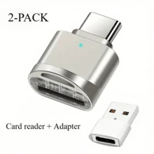 USB C Metal Micro/SD Card Reader, With USB C To USB Adapter, Supports Micro/SD Storage Cards, Suitable For Phone, Computer, Tablet, Car Monitoring Video, Phone Memory Expansion, High-Speed Card Reader, Portable Plug And Play - Multicolor - View 6