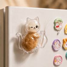 Cute Cat Whisker Saver Fridge Magnet, Transparent Acrylic Pet Hair Storage Capsule Magnetic Pet Memorial Storage Box, Cat Shaped Fridge Decoration, Handmade Pet Memorial Collection Container, Unique Memorial Gift For Cat Moms And Dads - Multiple Styles - View 2