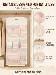 1pc Mesh Hanging Closet Organizer Bag With Compartments, Suitable For Underwear, Socks And Skirts, Multi-Functional Door Back Hanging Storage Bag, Suitable For Dorm, Can Store Pants, Jeans, Toys And Autumn/Winter Items, Wardrobe Storage Hanging Bag, Can Be Hung For Storage, Multi-Layer Clothing Organizer Bag, Socks Storage Rack, Closet Organizer - Multicolor - View 4