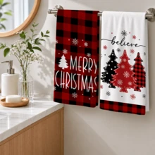 2/4/6 buah Serbet Dapur Bermotif Natal, Motif Kotak-kotak Merah & Hitam Gaya Pedesaan Klasik, Lembut & Mudah Dibersihkan, Motif Pohon Natal & Kepingan Salju, Dekorasi Rumah Natal, Hadiah Natal, Cocok untuk Dekorasi Dapur, Memanggang, Memasak, Pesta Natal, Meja Natal - MultiWarna - View 4