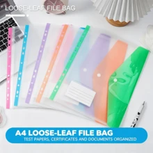 6pcs A4-11 Hole Loose Leaf Binder, PP Snap Closure Document Storage Bag, Suitable For Project, Office, School Supplies Document Organizer - Sets - View 4
