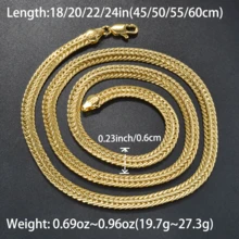 18K Gold Plated Wheat Chain Necklace For Men, Vintage Braided Rope Chain, Everyday Wear - Wheat Chain - View 8