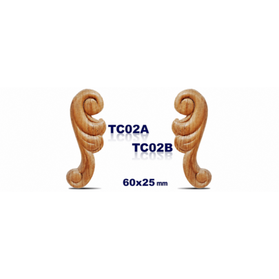 Kit de 2 Aplicaciones Decorativas de Madera TC02A + TC02B | Par Complementario de Pino Natural | 6 * 2.5 cm