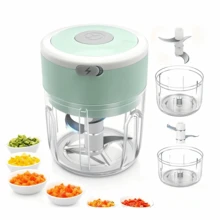 无绳电动蒜蓉切碎器兼迷你食物处理器，小巧便携设计，1600转/分钟高速电机，USB充电，可充电电池，蒜蓉切碎器 - 厨房切碎大蒜、生姜、洋葱、蔬菜的理想之选 - 彩色 - 查看 11