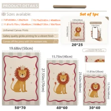 1pc Canvas Framed Nursery Wall Art, Vintage Circus Lion With Crown Kids Room Decor, Retro Carnival Lion Wall Decor, Little King Children's Room Decoration, Storybook Animal Poster, Playful Kids Room Decor, Nursery Decoration, Children's Room Poster, Kindergarten Decoration, Girls Room Decor, Boys Room Decor, Bathroom Decor, Classroom Decor, Game Room Decor, Baby Gift, Birthday Gift, Poster Art - Multicolor - View 10