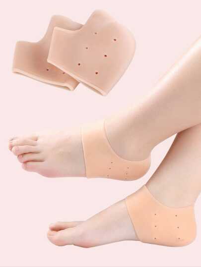 QKC 1 Pair Autumn/Winter Moisturizing Heel Protectors, Repair Cracked Heels, Cushion & Decompress, Prevent Friction, Protect Feet, Prevent Blisters From New Shoes, Breathable Holes, Suitable For Long Standing, Frequent Walking Or People Who Like Wearing High Heels And Hard New Shoes